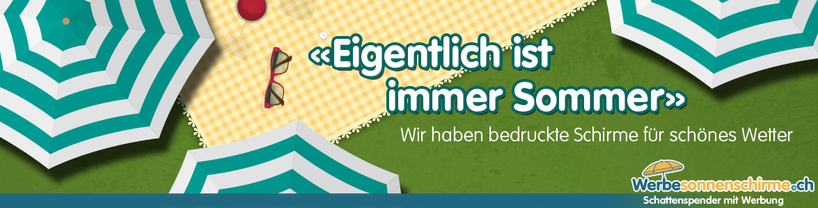 Bedruckte Sonnenschirme für die Werbung bei Werbesonnenschirme.ch bestellen